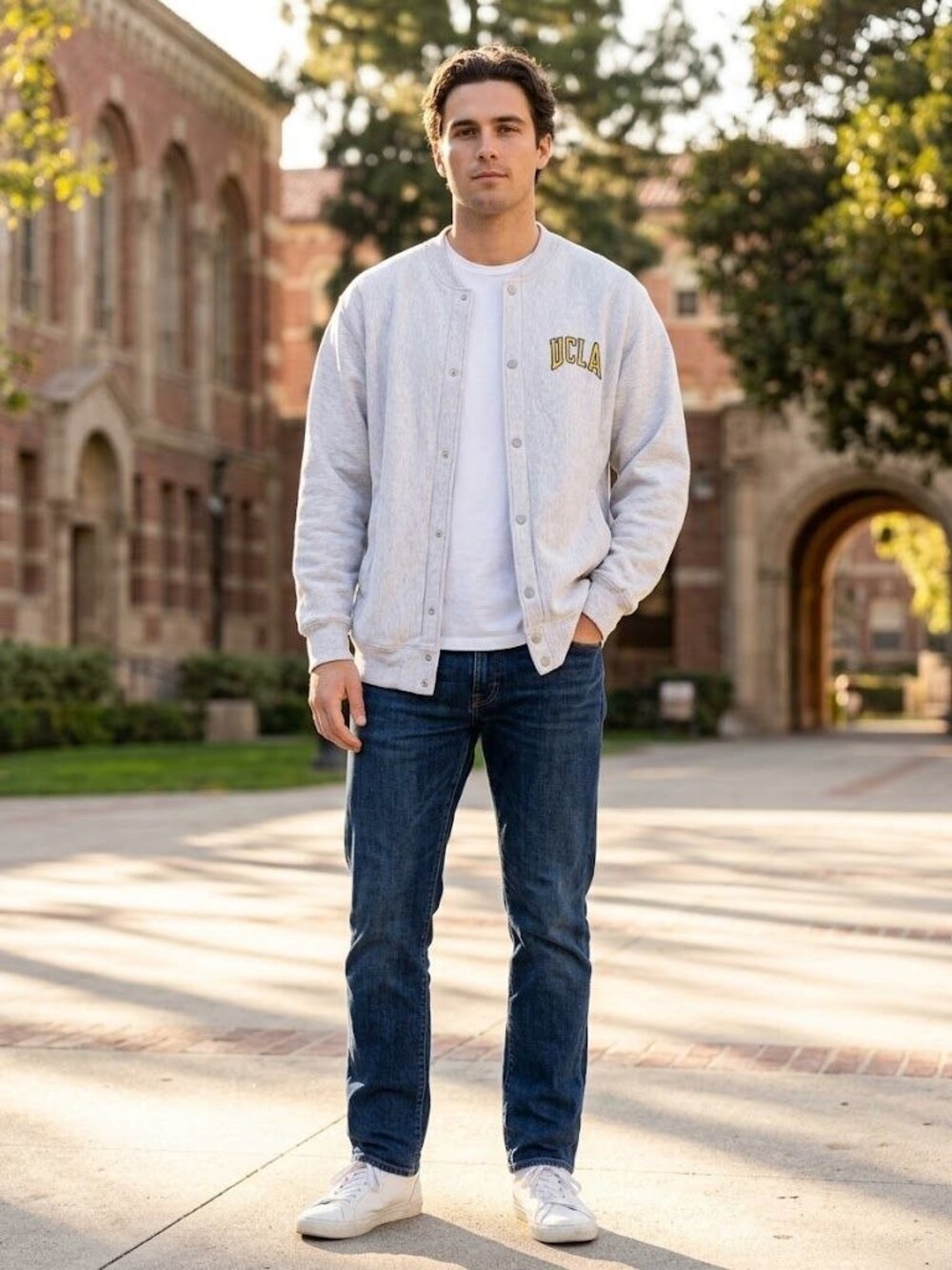 Vintage 90s Champion Reverse Weave UCLA Bruins Snap Front Sweatshirt L USA